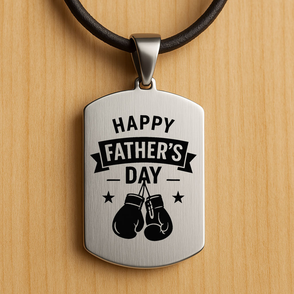 Father’s Day Dog Tag Necklace – Custom Engraved Pendant for Dad