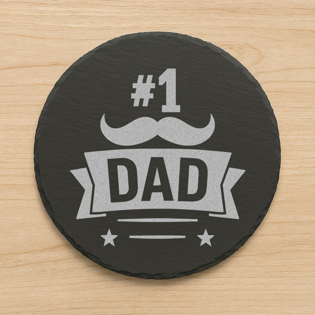 Father’s Day Slate Coaster – Round, Laser Engraved