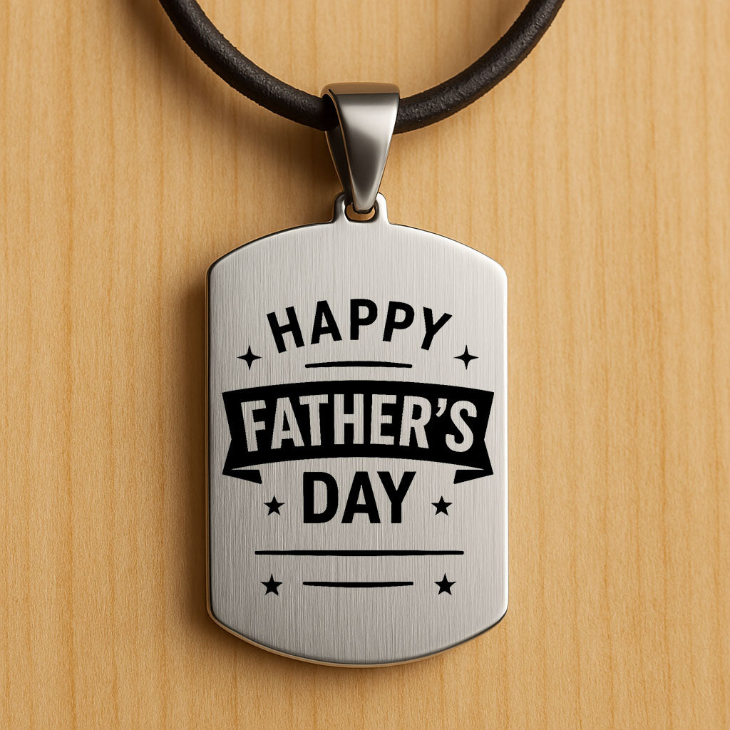 Father’s Day Dog Tag Necklace – Custom Engraved Pendant for Dad