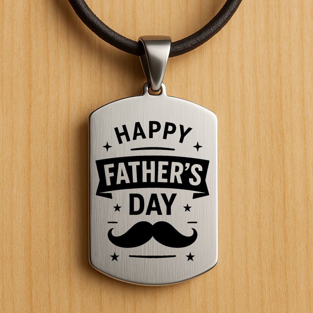 Father’s Day Dog Tag Necklace – Custom Engraved Pendant for Dad
