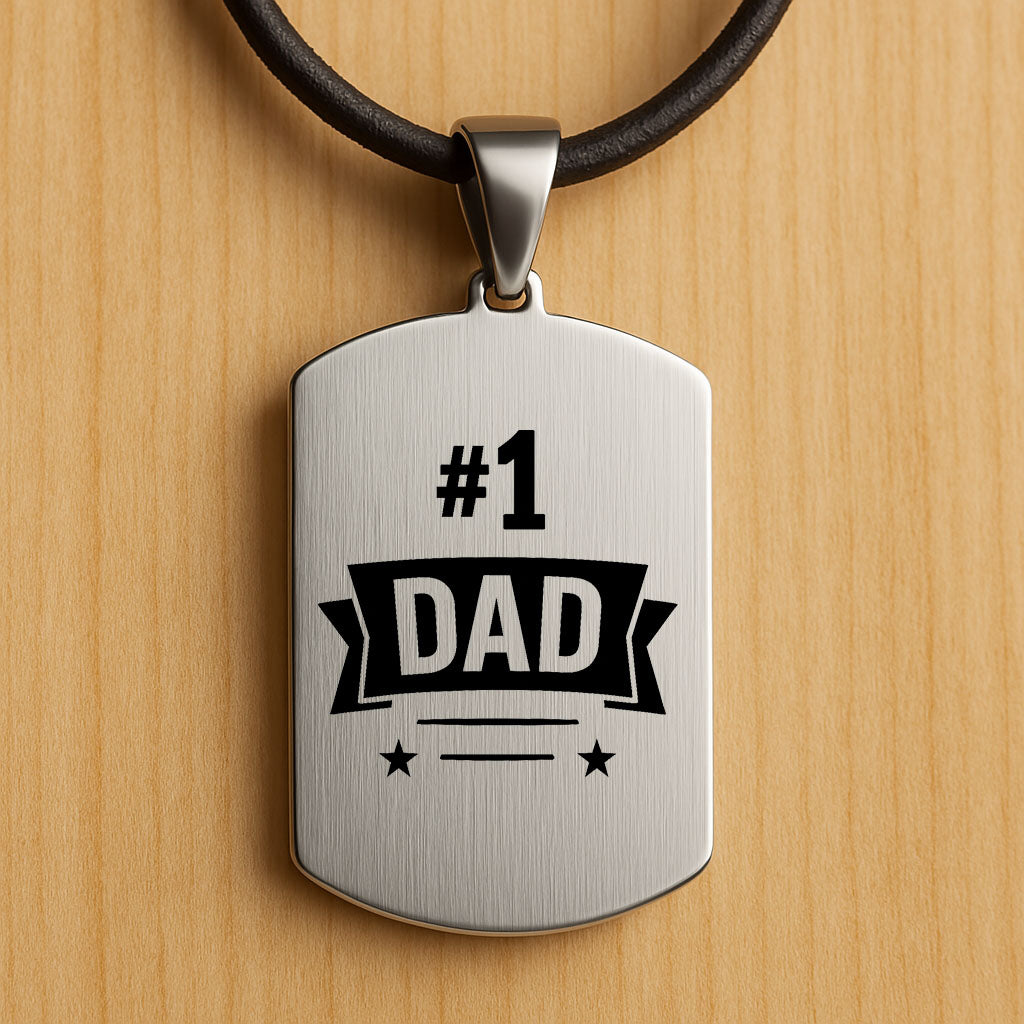Father’s Day Dog Tag Necklace – Custom Engraved Pendant for Dad