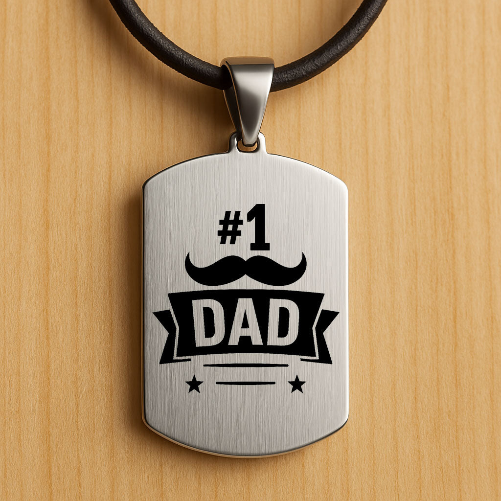 Father’s Day Dog Tag Necklace – Custom Engraved Pendant for Dad