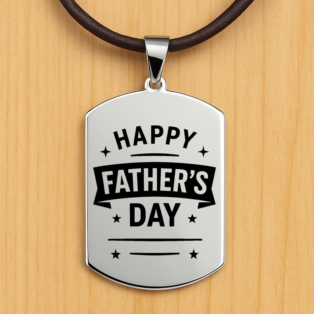 Father’s Day Dog Tag Necklace – Custom Engraved Pendant for Dad