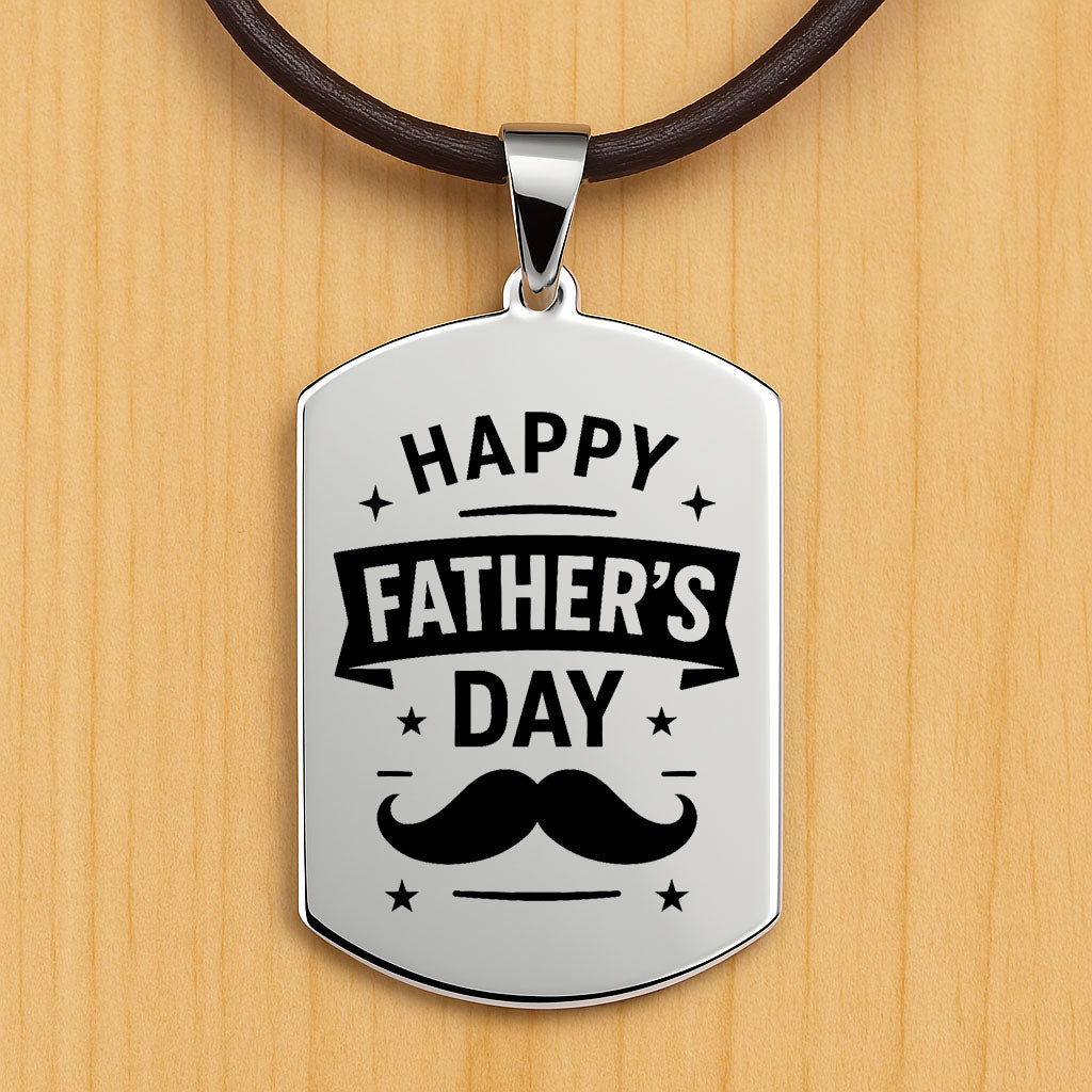 Father’s Day Dog Tag Necklace – Custom Engraved Pendant for Dad