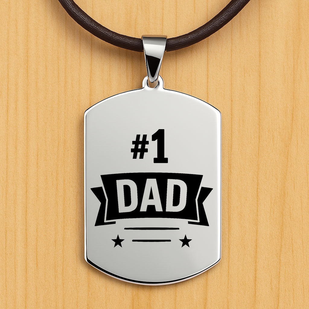 Father’s Day Dog Tag Necklace – Custom Engraved Pendant for Dad