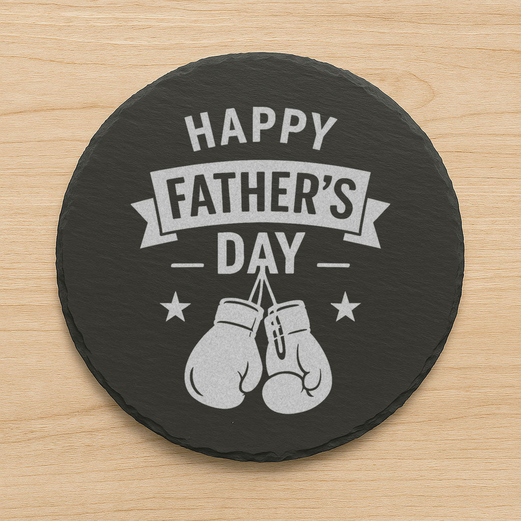 Father’s Day Slate Coaster – Round, Laser Engraved