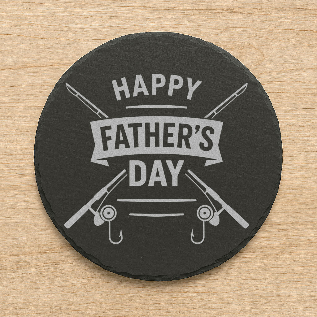Father’s Day Slate Coaster – Round, Laser Engraved