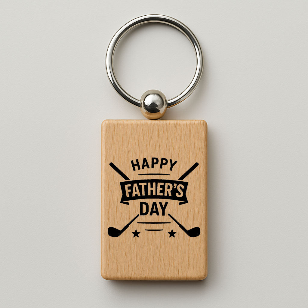 Handmade Wooden Father's Day Keyring – Multiple Designs
