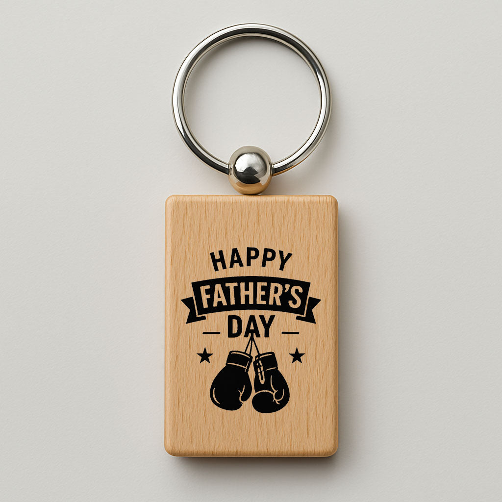 Handmade Wooden Father's Day Keyring – Multiple Designs