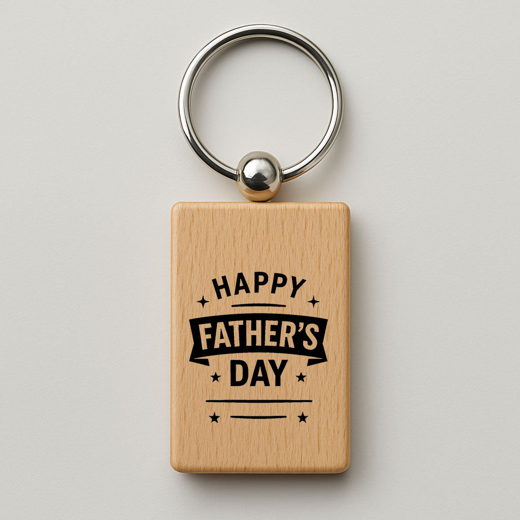 Handmade Wooden Father's Day Keyring – Multiple Designs