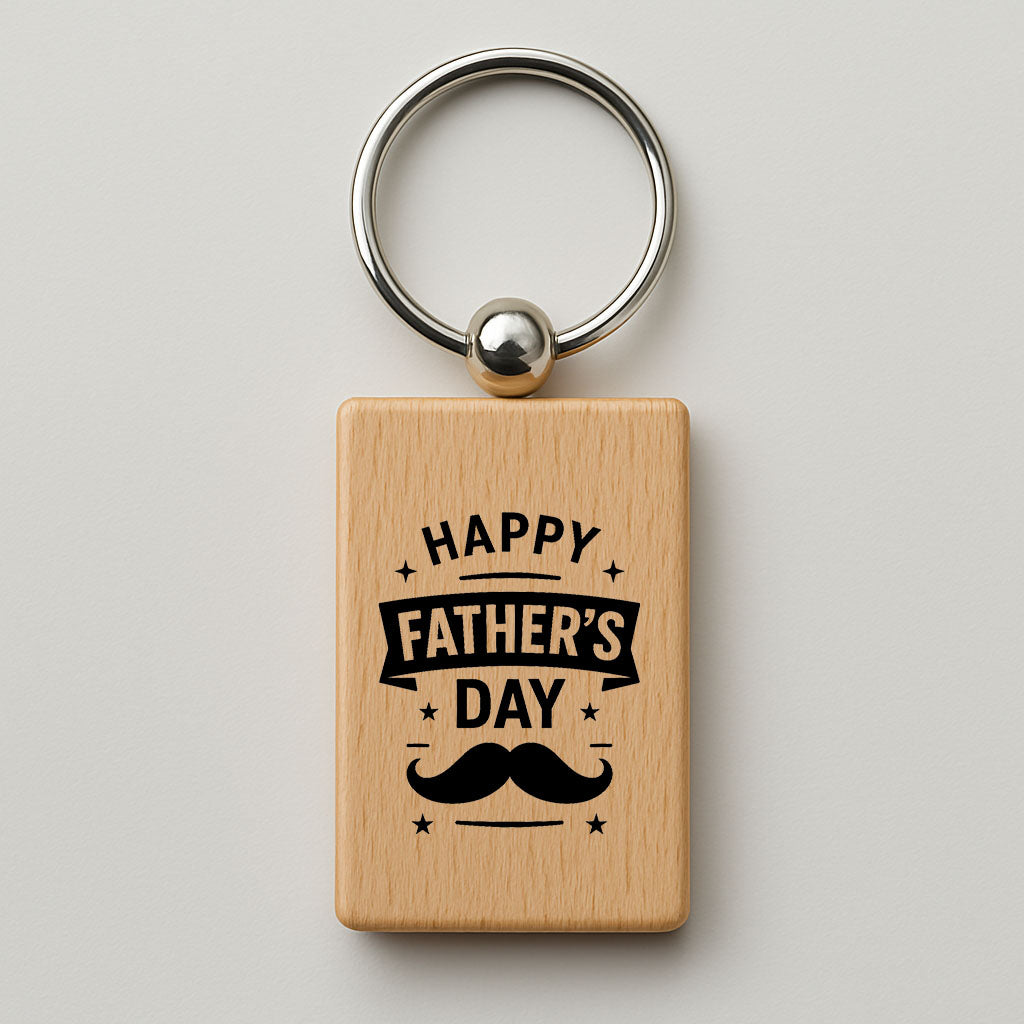 Handmade Wooden Father's Day Keyring – Multiple Designs