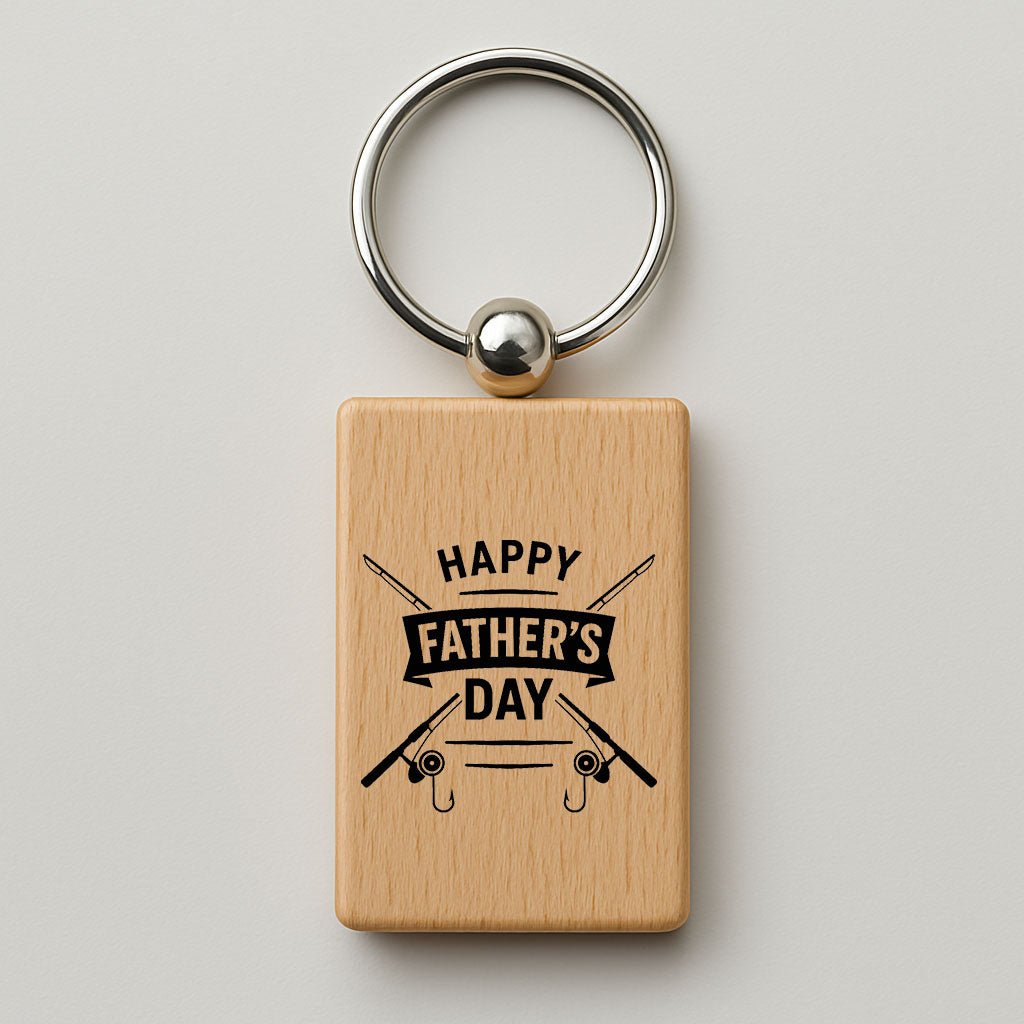 Handmade Wooden Father's Day Keyring – Multiple Designs