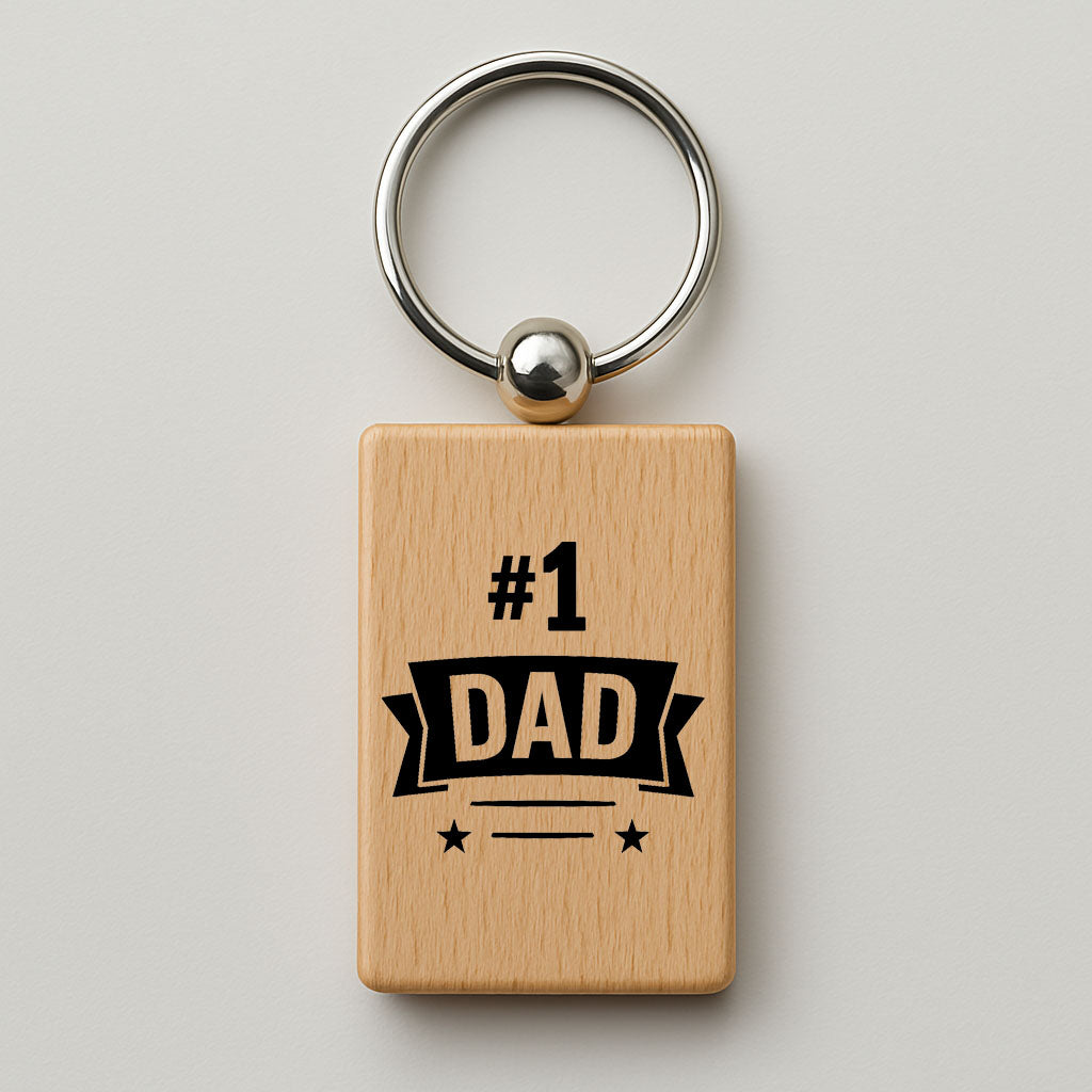 Handmade Wooden Father's Day Keyring – Multiple Designs